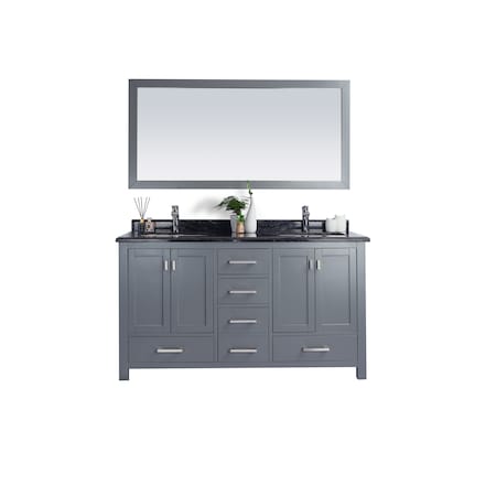 Laviva Wilson 60, Grey Cabinet & Black Wood Countertop 313ANG-60G-BW